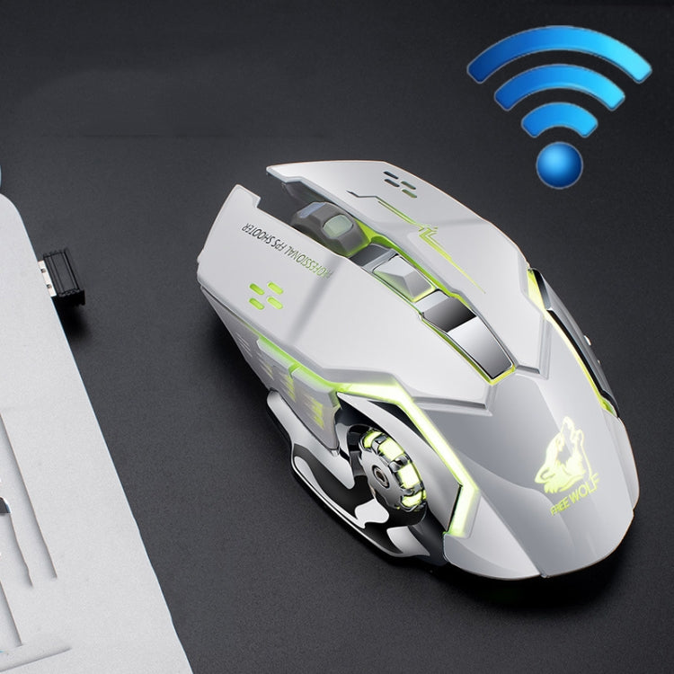 FREEDOM-WOLF X8 2400 DPI 6 Keys 2.4G Wireless Charging Silent Luminous Gaming Mechanical Mouse(White) - Wireless Mice by PMC Jewellery | Online Shopping South Africa | PMC Jewellery | Buy Now Pay Later Mobicred