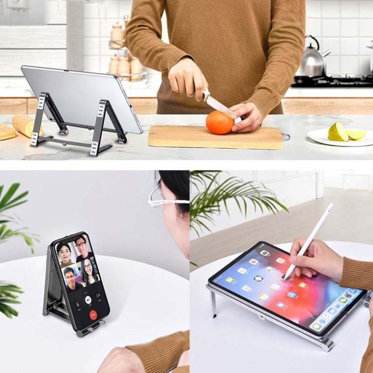 Metal Laptop Stand Computer Cooling Folding Mini Flat Raised Bracket(Gray) - Laptop Stand by PMC Jewellery | Online Shopping South Africa | PMC Jewellery | Buy Now Pay Later Mobicred