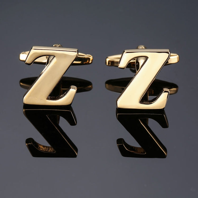 1 pair gold letters A-Z name Cufflinks men French shirt Cufflinks(Z) - Cufflinks by PMC Jewellery | Online Shopping South Africa | PMC Jewellery