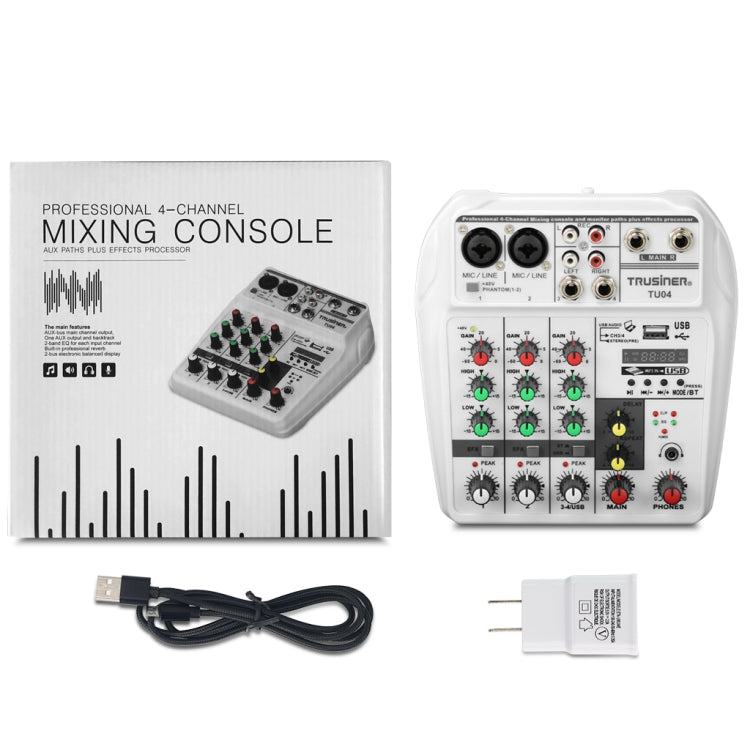 TU04 BT Sound Mixing Console Record 48V Phantom Power Monitor AUX Paths Plus Effects 4 Channels Audio Mixer with USB(Black) - Live Sound Effects Processors by PMC Jewellery | Online Shopping South Africa | PMC Jewellery | Buy Now Pay Later Mobicred