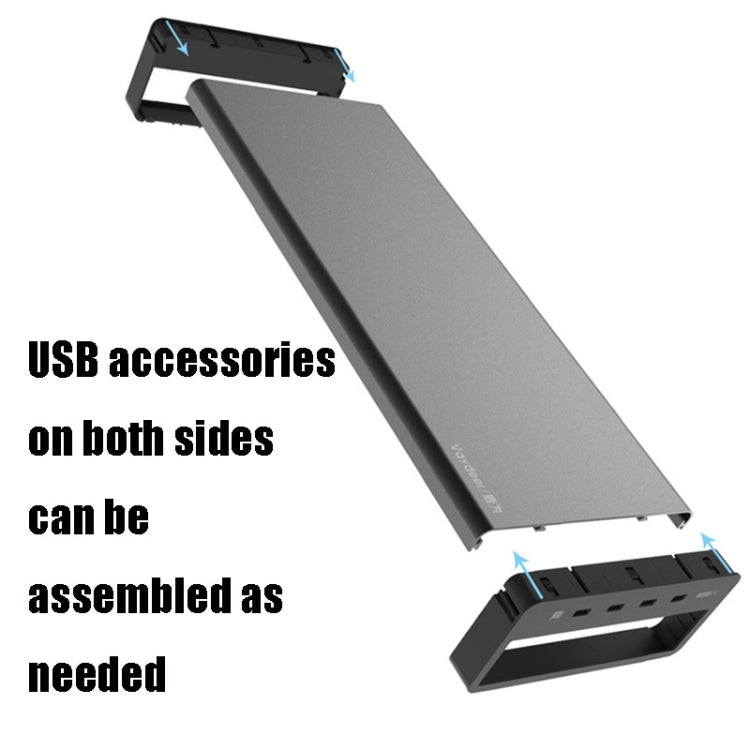 Vaydeer Metal Display Increase Rack Multifunctional Usb Wireless Laptop Screen Stand, Style:L-Top Configuration-Black(2xSplitter+8xUSB3.0) - Laptop Stand by Vaydeer | Online Shopping South Africa | PMC Jewellery | Buy Now Pay Later Mobicred