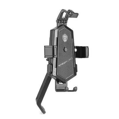 Bicycle Mobile Phone Holder Can Rotate And Adjust Fixed Aluminum Alloy Bracket Automatic Grab Bracket, Style:Rearview Mirror Installation(Black) - Holders by PMC Jewellery | Online Shopping South Africa | PMC Jewellery | Buy Now Pay Later Mobicred