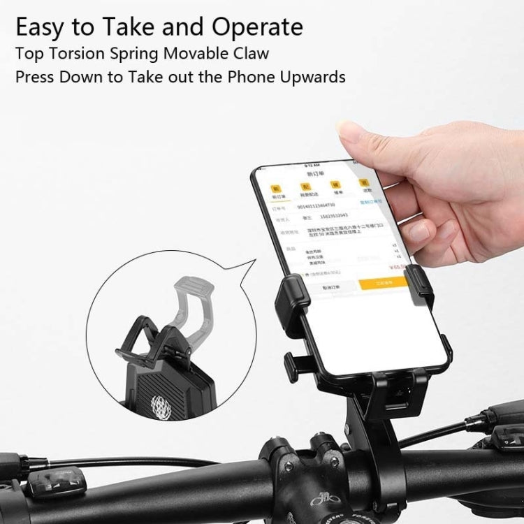 Bicycle Mobile Phone Holder Can Rotate And Adjust Fixed Aluminum Alloy Bracket Automatic Grab Bracket, Style:Rearview Mirror Installation(Black) - Holders by PMC Jewellery | Online Shopping South Africa | PMC Jewellery | Buy Now Pay Later Mobicred