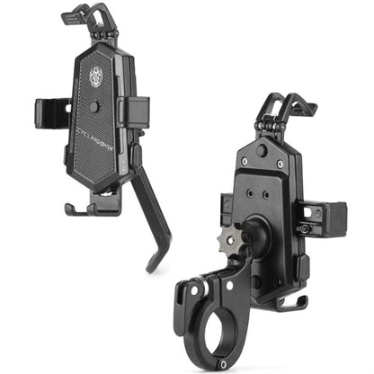 Bicycle Mobile Phone Holder Can Rotate And Adjust Fixed Aluminum Alloy Bracket Automatic Grab Bracket, Style:Rearview Mirror Installation(Black) - Holders by PMC Jewellery | Online Shopping South Africa | PMC Jewellery | Buy Now Pay Later Mobicred