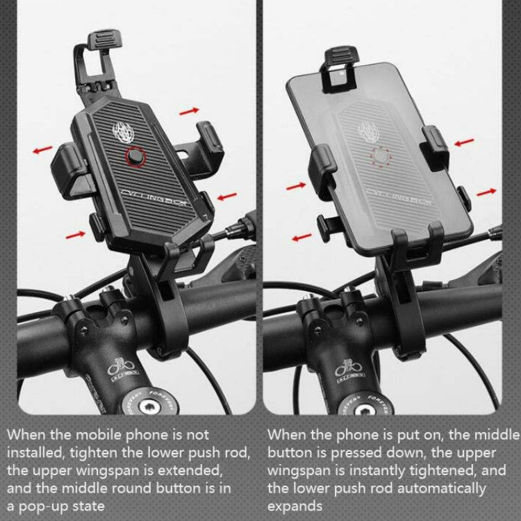 Bicycle Mobile Phone Holder Can Rotate And Adjust Fixed Aluminum Alloy Bracket Automatic Grab Bracket, Style:Rearview Mirror Installation(Black) - Holders by PMC Jewellery | Online Shopping South Africa | PMC Jewellery | Buy Now Pay Later Mobicred