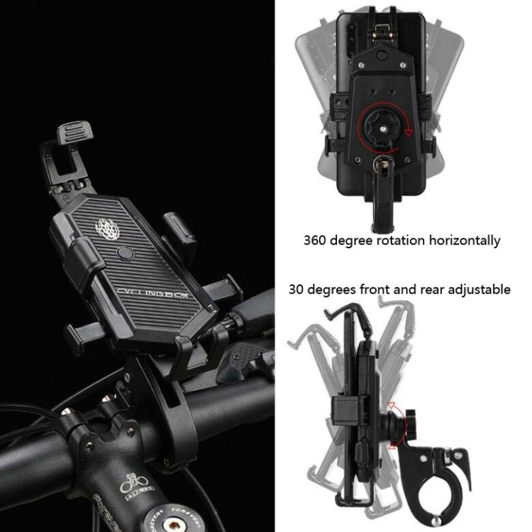 Bicycle Mobile Phone Holder Can Rotate And Adjust Fixed Aluminum Alloy Bracket Automatic Grab Bracket, Style:Rearview Mirror Installation(Black) - Holders by PMC Jewellery | Online Shopping South Africa | PMC Jewellery | Buy Now Pay Later Mobicred