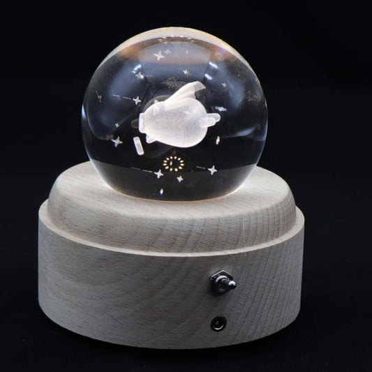 Girl Bedside Lamp Crystal Ball Wooden Base Music Box Charging Glow Rotating Night Light, Random Music(Flying Pig) - Novelty Lighting by PMC Jewellery | Online Shopping South Africa | PMC Jewellery | Buy Now Pay Later Mobicred