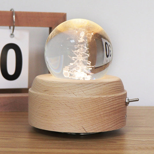 Girl Bedside Lamp Crystal Ball Wooden Base Music Box Charging Glow Rotating Night Light, Random Music(Christmas Tree) - Novelty Lighting by PMC Jewellery | Online Shopping South Africa | PMC Jewellery | Buy Now Pay Later Mobicred