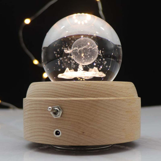 Girl Bedside Lamp Crystal Ball Wooden Base Music Box Charging Glow Rotating Night Light, Random Music(Lunar Christmas Tree) - Novelty Lighting by PMC Jewellery | Online Shopping South Africa | PMC Jewellery | Buy Now Pay Later Mobicred