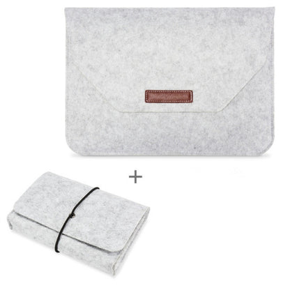 Portable Air Permeable Felt Sleeve Bag for MacBook Laptop, with Power Storage Bag, Size:15 inch(Grey) - Protective Bags by PMC Jewellery | Online Shopping South Africa | PMC Jewellery | Buy Now Pay Later Mobicred