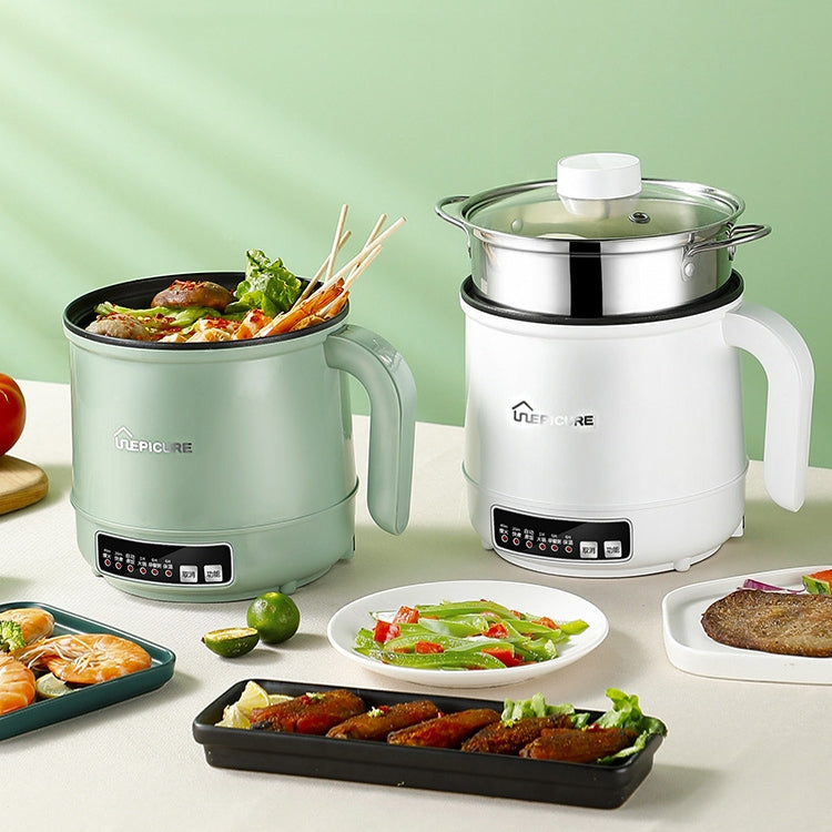 Multi-Function Electric-Cooker Mini Dormitory Student Cooking Rice Stir Frying Non-Stick Pot, 110V US Plug, Colour: White Smart With Steaming Grid(1.7L) - free shipping - PMC TechLife - Order now!