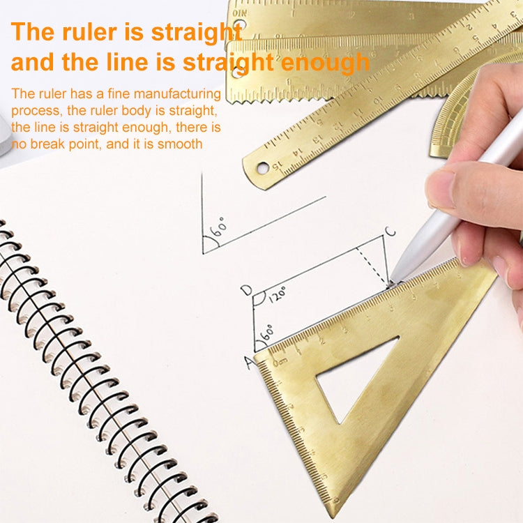 Brass Retro Drawing Ruler Measuring Tools, Model: 0-10cm Right Angle Triangle Ruler - Rulers by PMC TechLife | Online Shopping South Africa | PMC TechLife