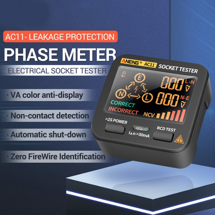 ANENG AC11 Multifunctional Digital Display Socket Tester Electrical Ground Wire Tester(EU Plug) - Current & Voltage Tester by ANENG | Online Shopping South Africa | PMC Jewellery | Buy Now Pay Later Mobicred