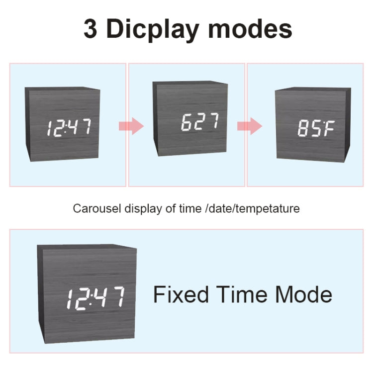 Multicolor Sounds Control Wooden Clock Modern Digital LED Desk Alarm Clock Thermometer Timer Black Blue - Alarm Clocks by PMc TechLife | Online Shopping South Africa | PMc TechLife | Buy Now Pay Later Mobicred