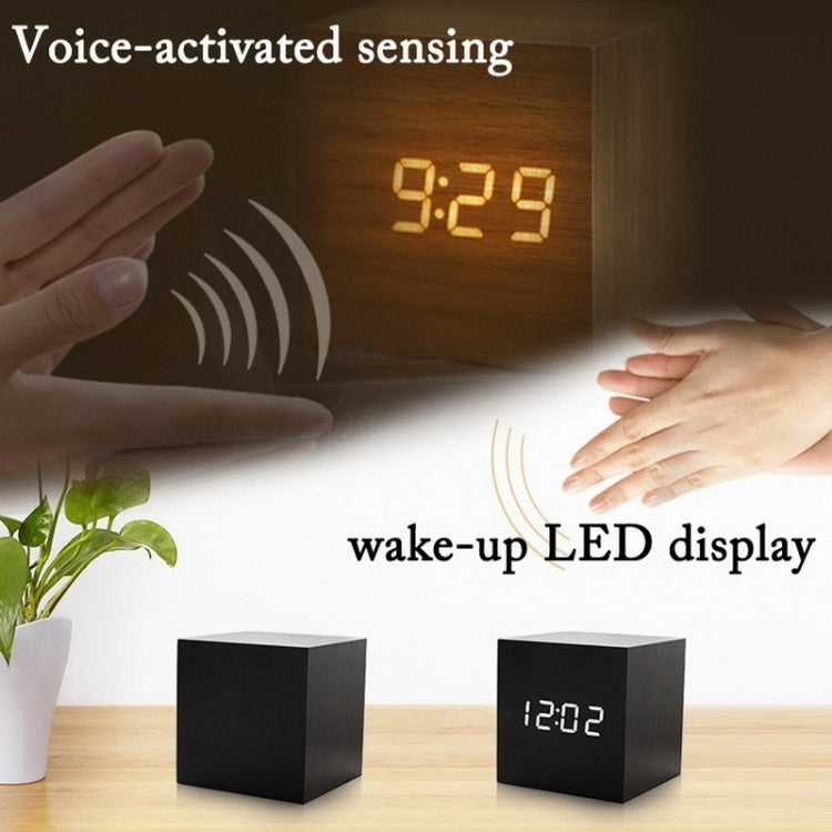 Multicolor Sounds Control Wooden Clock Modern Digital LED Desk Alarm Clock Thermometer Timer Black Green - Alarm Clocks by PMc TechLife | Online Shopping South Africa | PMc TechLife | Buy Now Pay Later Mobicred