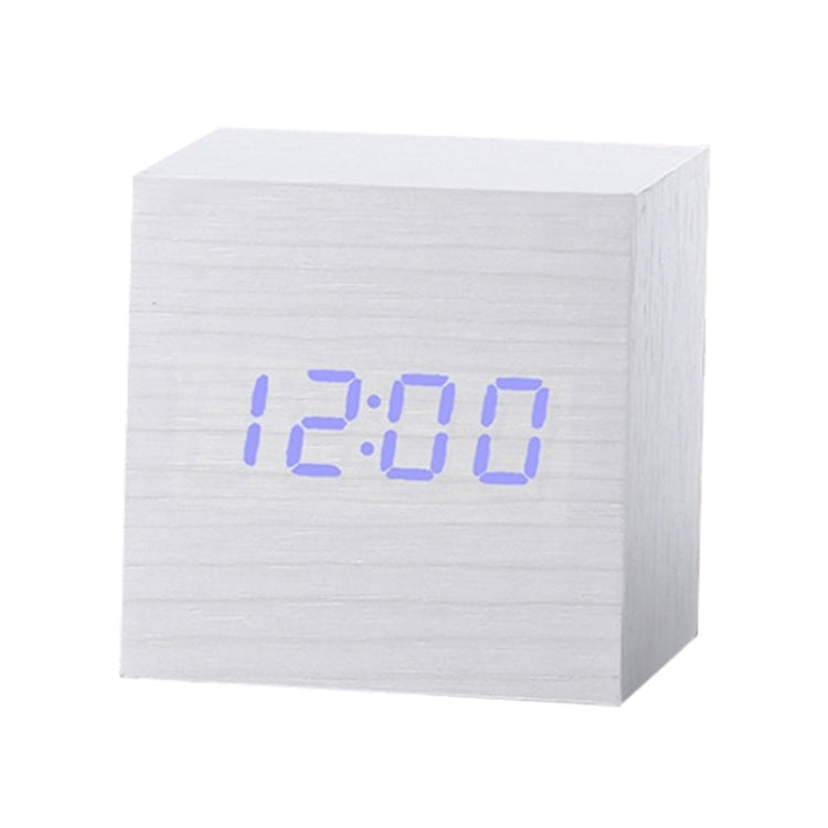 Multicolor Sounds Control Wooden Clock Modern Digital LED Desk Alarm Clock Thermometer Timer White Blue - Alarm Clocks by PMc TechLife | Online Shopping South Africa | PMc TechLife | Buy Now Pay Later Mobicred