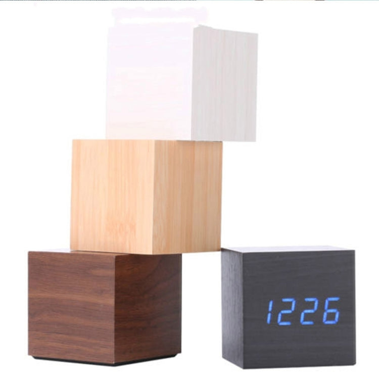 Multicolor Sounds Control Wooden Clock Modern Digital LED Desk Alarm Clock Thermometer Timer White Blue - Alarm Clocks by PMc TechLife | Online Shopping South Africa | PMc TechLife | Buy Now Pay Later Mobicred