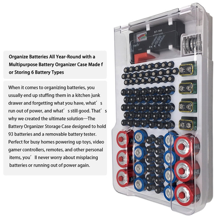 JK-19070823 Battery Storage Box With Battery Capacity Tester(white) - Battery & Resistance Tester by PMC TechLife | Online Shopping South Africa | PMC TechLife