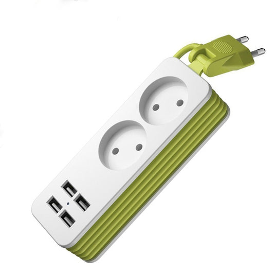 Power Strip 1/2 EU Plug 4 USB Port 1200W 250V 1.5m Cable Wall Portable Multiple Socket EU Plug Outlets(2 OUTLET 4USB) - Plug Adaptor by PMC Jewellery | Online Shopping South Africa | PMC Jewellery | Buy Now Pay Later Mobicred