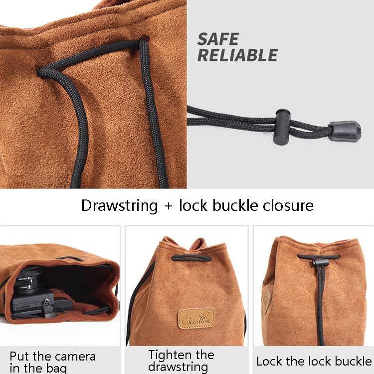 S.C.COTTON Liner Shockproof Digital Protection Portable SLR Lens Bag Micro Single Camera Bag Square Brown S - free shipping - PMC TechLife - Order now!