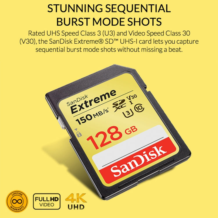 SanDisk Video Camera High Speed Memory Card SD Card, Colour: Gold Card, Capacity: 128GB - SD Card by SanDisk | Online Shopping South Africa | PMC Jewellery | Buy Now Pay Later Mobicred