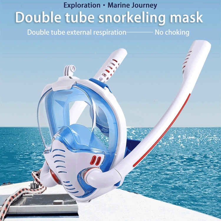 Snorkeling Mask Double Tube Silicone Full Dry Diving Mask Adult Swimming Mask Diving Goggles, Size: L/XL(Black/Blue) - Diving Mask by PMC Jewellery | Online Shopping South Africa | PMC Jewellery | Buy Now Pay Later Mobicred