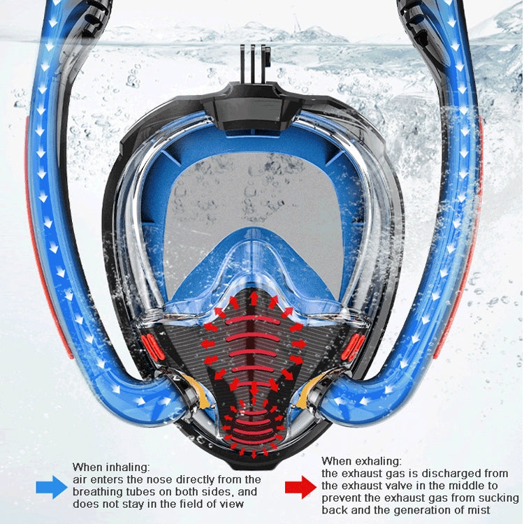 Snorkeling Mask Double Tube Silicone Full Dry Diving Mask Adult Swimming Mask Diving Goggles, Size: L/XL(White/Blue) - Diving Mask by PMC Jewellery | Online Shopping South Africa | PMC Jewellery | Buy Now Pay Later Mobicred