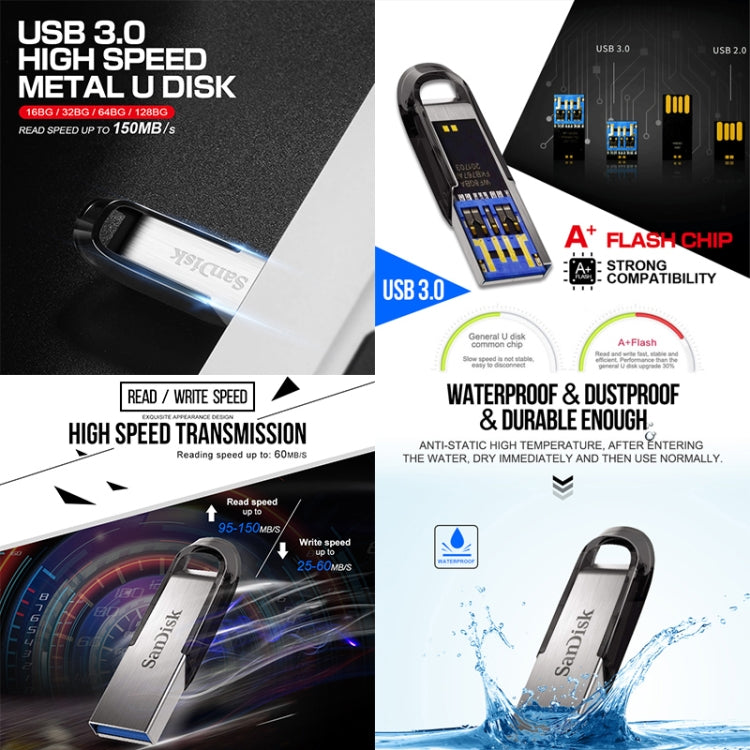 SanDisk CZ73 USB 3.0 High Speed Metal U Disk, Capacity: 32GB(Blue) - USB Flash Drives by SanDisk | Online Shopping South Africa | PMC Jewellery | Buy Now Pay Later Mobicred