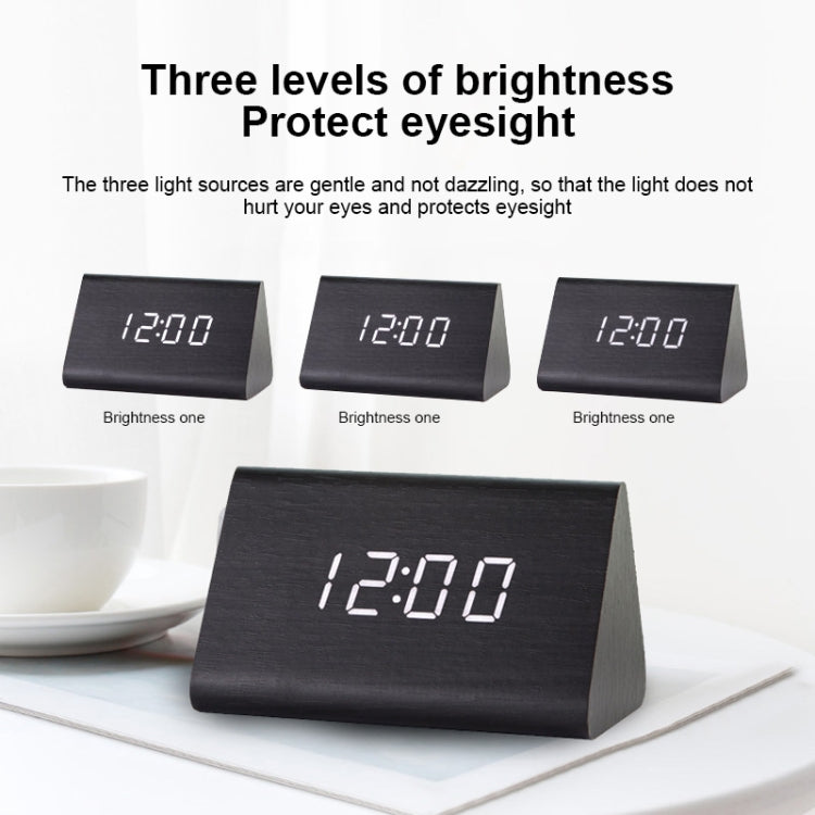 Mute Luminous Electronic Clock Wooden Sound Control Small Triangle Alarm Clock Brown Wood Red Light - Alarm Clocks by PMc TechLife | Online Shopping South Africa | PMc TechLife | Buy Now Pay Later Mobicred
