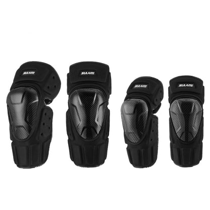 SULAITE Off-Road Motorcycle Windproof Warmth Drop-Proof Breathable Carbon Fiber Protective Gear, Specification: Knee Pads+Elbow Pads - Protective Gear by SULAITE | Online Shopping South Africa | PMC Jewellery | Buy Now Pay Later Mobicred