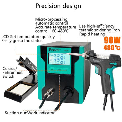 ProsKit SS-331H Electric Heat Tin Suction Device Fully Automatic Suction Pump Desoldering Machine - Soldering Iron Set by ProsKit | Online Shopping South Africa | PMC Jewellery