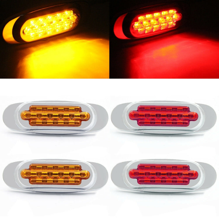12-24V 16 LEDs Electroplating Side Lights Side Tail Lights Cargo Truck Modification Light, Colour: Red (2 Lines Always Bright) - Warning Lights by PMC TechLife | Online Shopping South Africa | PMC TechLife | Buy Now Pay Later Mobicred