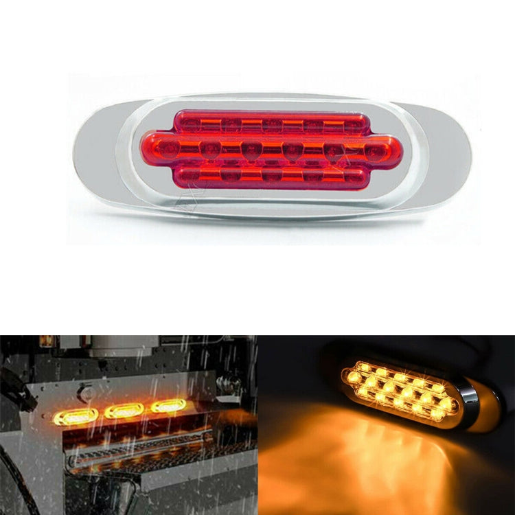 12-24V 16 LEDs Electroplating Side Lights Side Tail Lights Cargo Truck Modification Light, Colour: Red (High and Low Light 3 Lines) - Warning Lights by PMC Jewellery | Online Shopping South Africa | PMC Jewellery | Buy Now Pay Later Mobicred