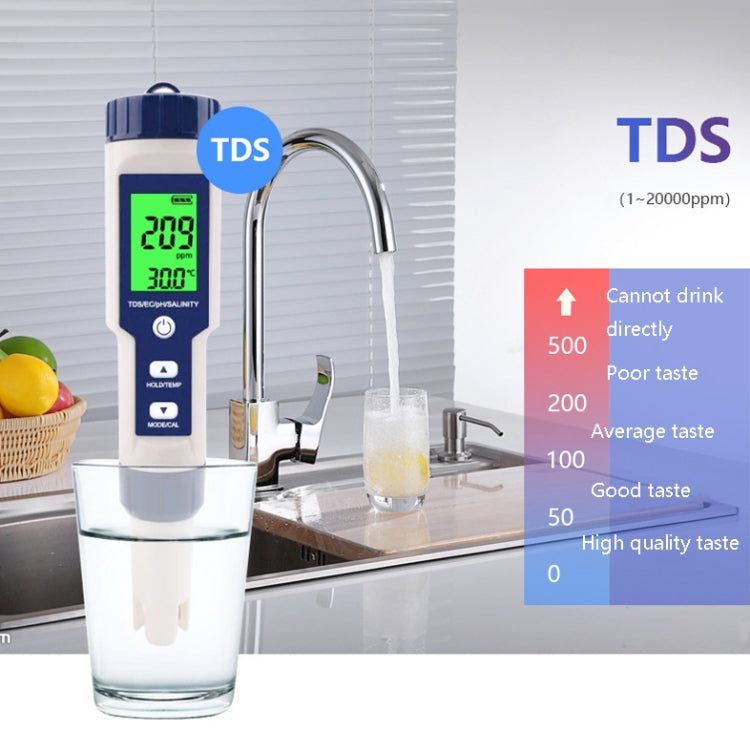 EZ-9909 PH/Salinity/Temperature/TDS/EC 5-in-1 Test Pen Multifunctional Water Quality Detector - free shipping - PMC Jewellery - Order now!