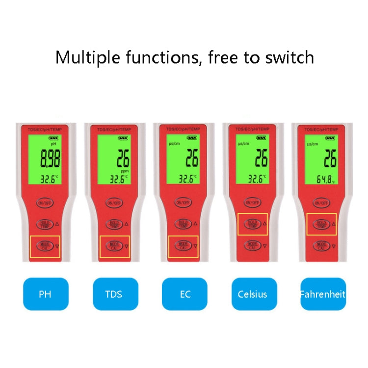 4-in-1 Portable PH/TDS/EC/TEMP Test Pen Multi-Function Water Quality Tester - PH & Moisture Meter by PMC Jewellery | Online Shopping South Africa | PMC Jewellery