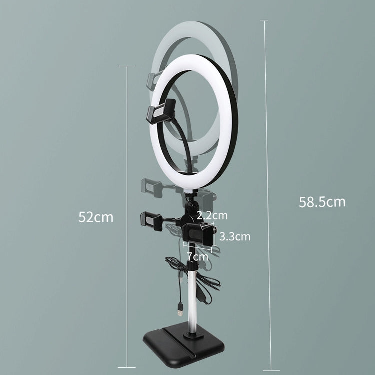 Telescopic Adjustment Live Frame Desktop Tablet Mobile Phone Bracket, Specification: K07 Three-seat With Fill Light (White) - Stand by PMC Jewellery | Online Shopping South Africa | PMC Jewellery | Buy Now Pay Later Mobicred