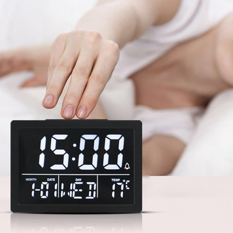 Large Screen LED Clock Bedside Multifunctional Electronic Alarm Clock(White Shell White Light) - Alarm Clocks by PMc TechLife | Online Shopping South Africa | PMc TechLife | Buy Now Pay Later Mobicred