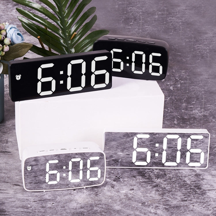 Mirror Bedside Alarm Clock Battery Plug-In Dual-Purpose LED Clock, Colour: Arc-shaped Black Shell (Mirror White Light) - free shipping - PMc TechLife - Order now!