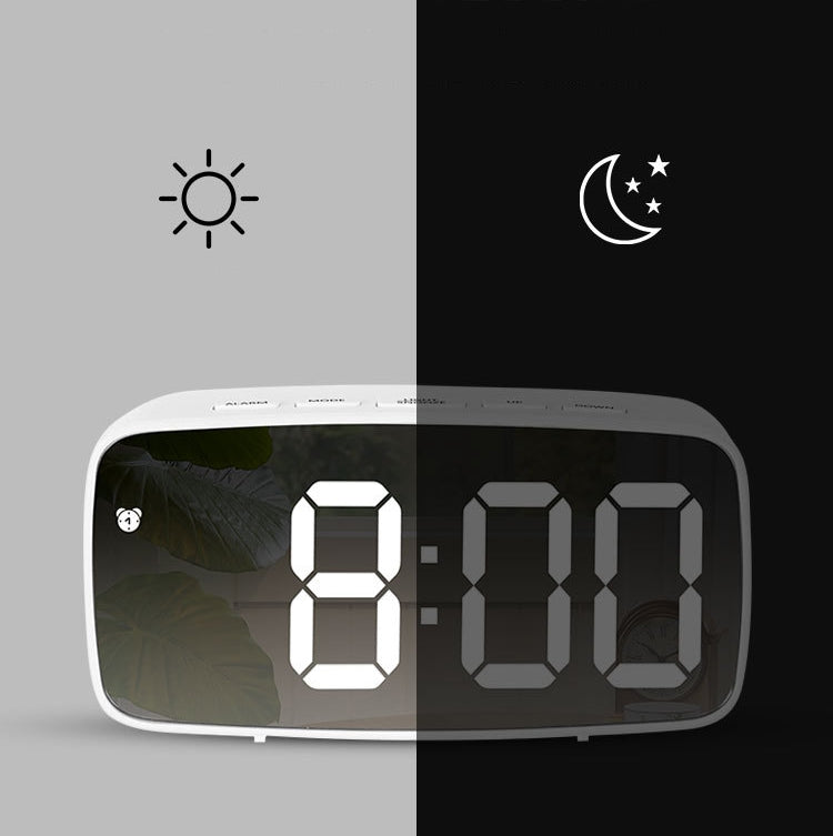 Mirror Bedside Alarm Clock Battery Plug-In Dual-Purpose LED Clock, Colour: Arc-shaped Black Shell (Black Surface Red Light) - Alarm Clocks by PMC TechLife | Online Shopping South Africa | PMC TechLife