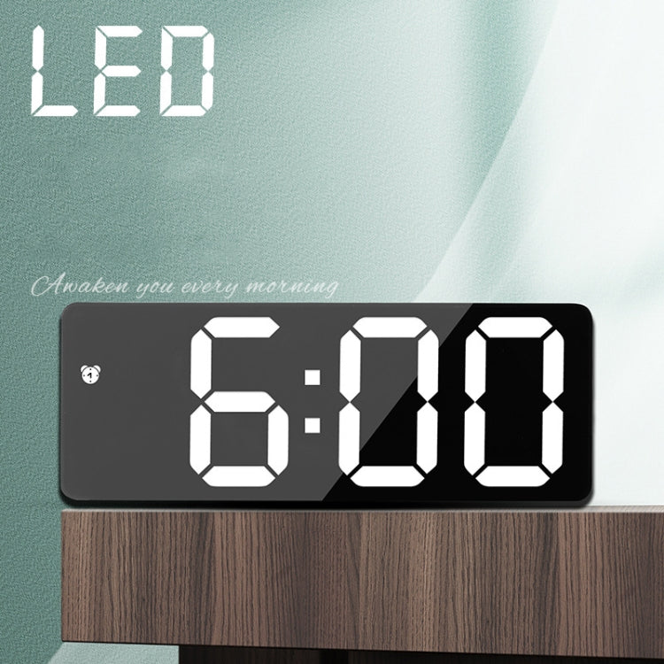 Mirror Bedside Alarm Clock Battery Plug-In Dual-Purpose LED Clock, Colour: Rectangular White Shell (Mirror Red Light) - Alarm Clocks by PMc TechLife | Online Shopping South Africa | PMc TechLife | Buy Now Pay Later Mobicred