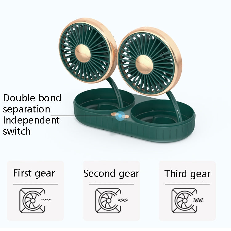 F303 Car USB Fan Car Shake Head Fan(Double Head Gold) - Heating & Fans by PMC TechLife | Online Shopping South Africa | PMC TechLife | Buy Now Pay Later Mobicred
