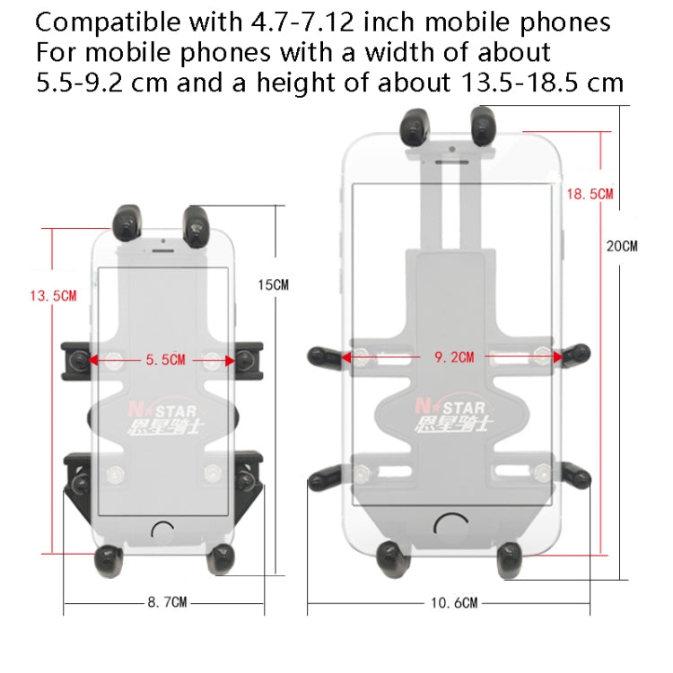 N-STAR NJN001 Motorcycle Bicycle Compatible Mobile Phone Bracket Aluminum Accessories Riding Equipment(With Crooked Ball Head) - Holders by N-STAR | Online Shopping South Africa | PMC Jewellery | Buy Now Pay Later Mobicred