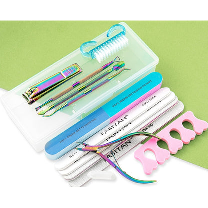 13 In 1 FABIYAN Color Titanium Nail Art Tool Set Dead Skin Shears Steel Push Nail File Pliers - Nail Clipper by PMC Jewellery | Online Shopping South Africa | PMC Jewellery | Buy Now Pay Later Mobicred