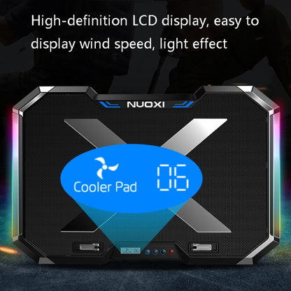 NUOXI Q8 Notebook Radiator LCD Screen Button Controllable RBG Luminescence Computer Cooling Base(Black) - Cooling Pads by NUOXI | Online Shopping South Africa | PMC Jewellery | Buy Now Pay Later Mobicred