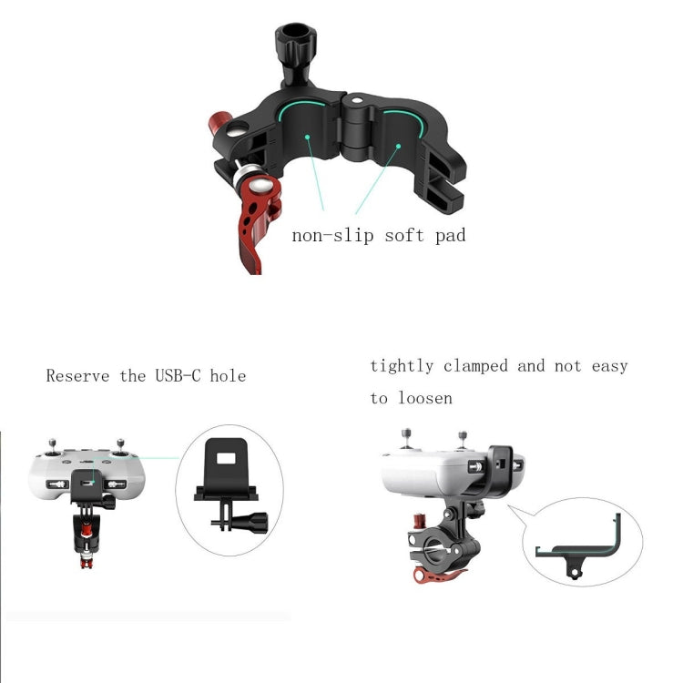 Sunnylife AIR2-Q9402 For DJI Air 2S / Mini 2 / Mavic Air 2 Remote Control Bicycle Holder Mount Bracket(Black) - Holder Series by PMC Jewellery | Online Shopping South Africa | PMC Jewellery | Buy Now Pay Later Mobicred