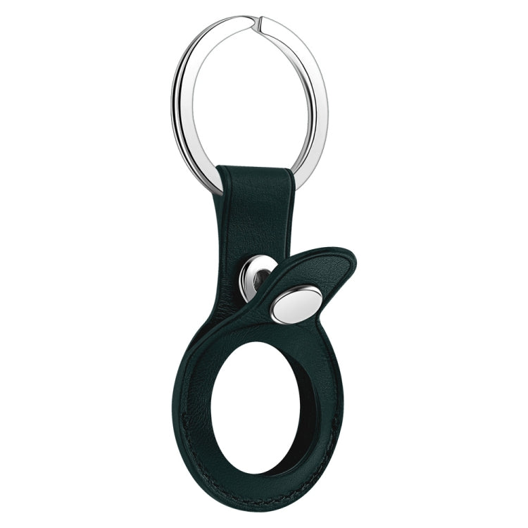Anti-scratch Top-layer Cowhide Leather Protective Cover with Hanging Buckle for AirTag(Ink Green) - Other by PMc TechLife | Online Shopping South Africa | PMc TechLife | Buy Now Pay Later Mobicred