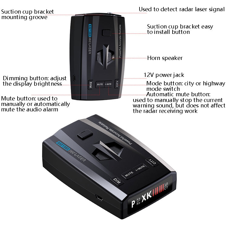 RAD1000 Car Laser Radar Speedometer Car Mobile Speed Radar Electronic Dog - Radar Detectors by PMC TechLife | Online Shopping South Africa | PMC TechLife