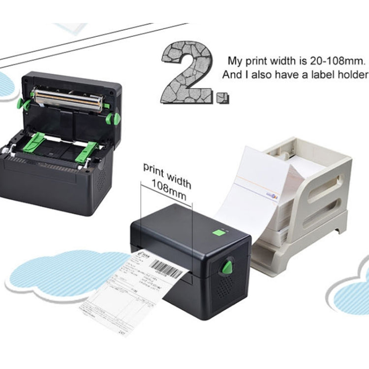 Xprinter XP-108B 4 Inch 108mm Label Printer Thermal Barcode Printer , Model: USB + Bluetooth Version - free shipping - PMC Jewellery - Order now!