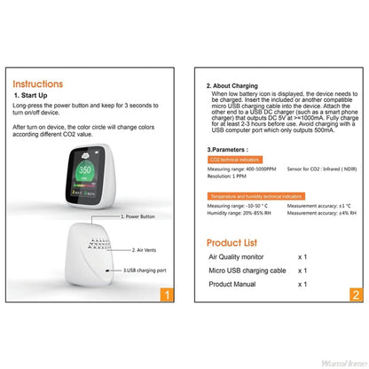 DM1308 CO2 Monitor Tester Indoor Air Quality 400-5000ppm Digital Carbon Dioxide Temperature Humidity NDIR Sensor - Air & Water Quality Tester by PMC Jewellery | Online Shopping South Africa | PMC Jewellery | Buy Now Pay Later Mobicred