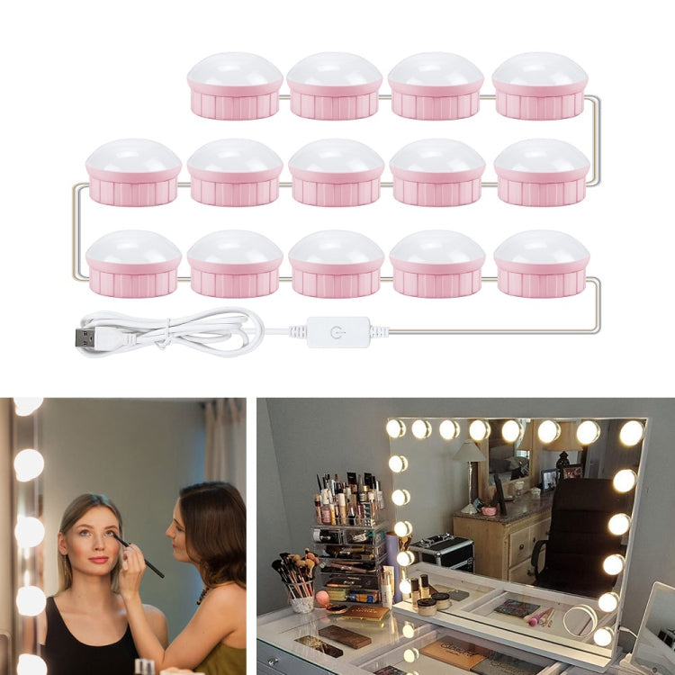 14 LEDs Mirror Front Light Dimmable Makeup Mirror USB Touch Control Light(White Light) - Night Lights by PMc TechLife | Online Shopping South Africa | PMc TechLife | Buy Now Pay Later Mobicred